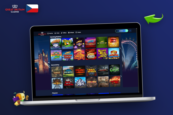GB Casino pro PC nainstalované na MacBooku s rozhraním macOS v pozadí