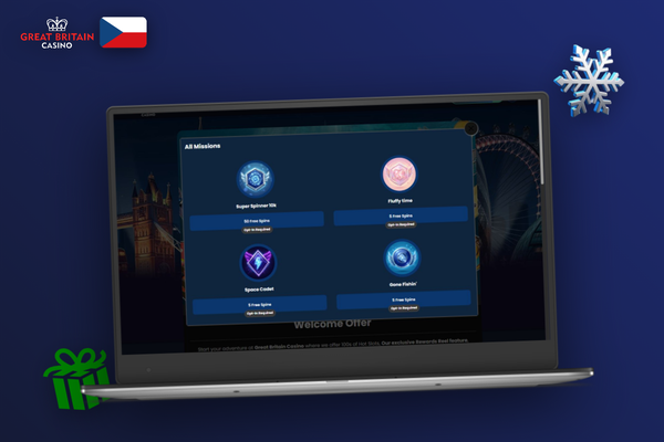 Notebook s otevřenou stránkou bonusů GB Casino a platným promo kódem sezóny