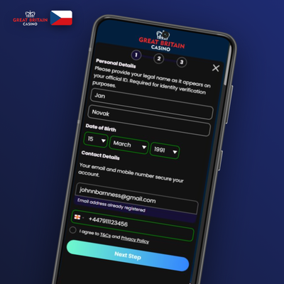 Způsob registrace přes e-mail v GB Casino CZ s potvrzovacím odkazem